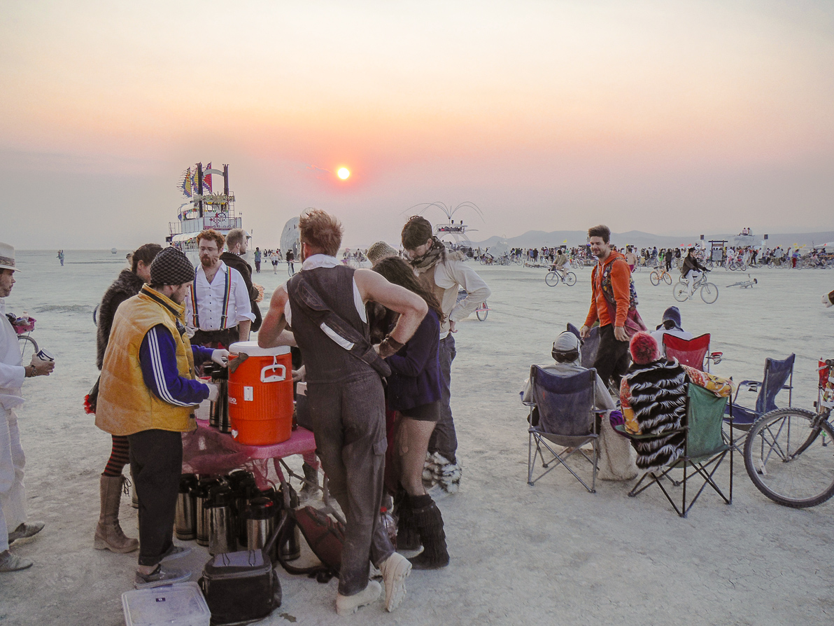 Black Rock City, Burning Man 2013, Cargo Cult, Coffee, HippoCampbus, Sunrise