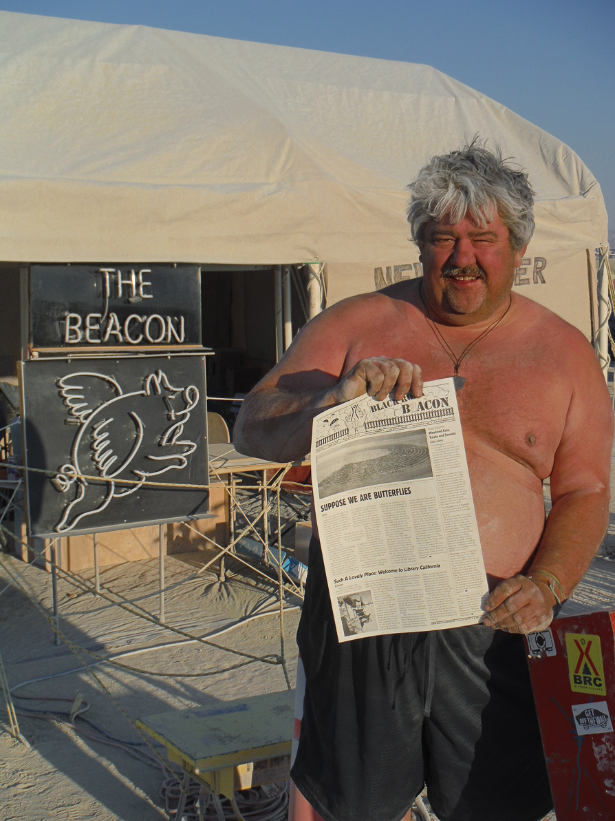 Black Rock Beacon, Black Rock City, Burning Man 2013, Cargo Cult, Newspaper, Rhino