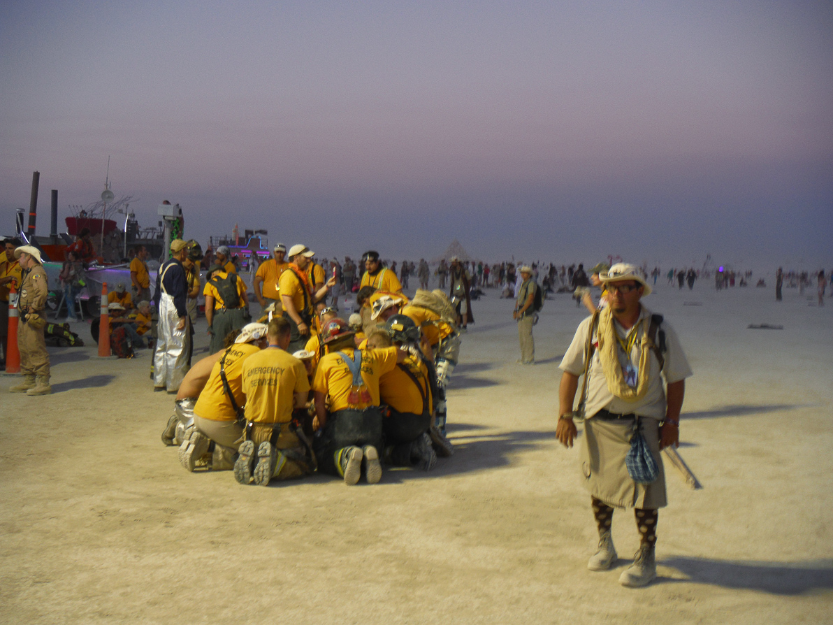 Black Rock City, Burning Man 2013, Cargo Cult, Fire fighters, fire lane, prayer