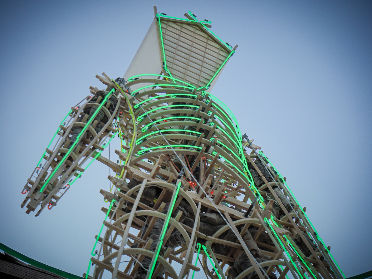 Black Rock City, Burning Man 2013, Cargo Cult, The Man, neon