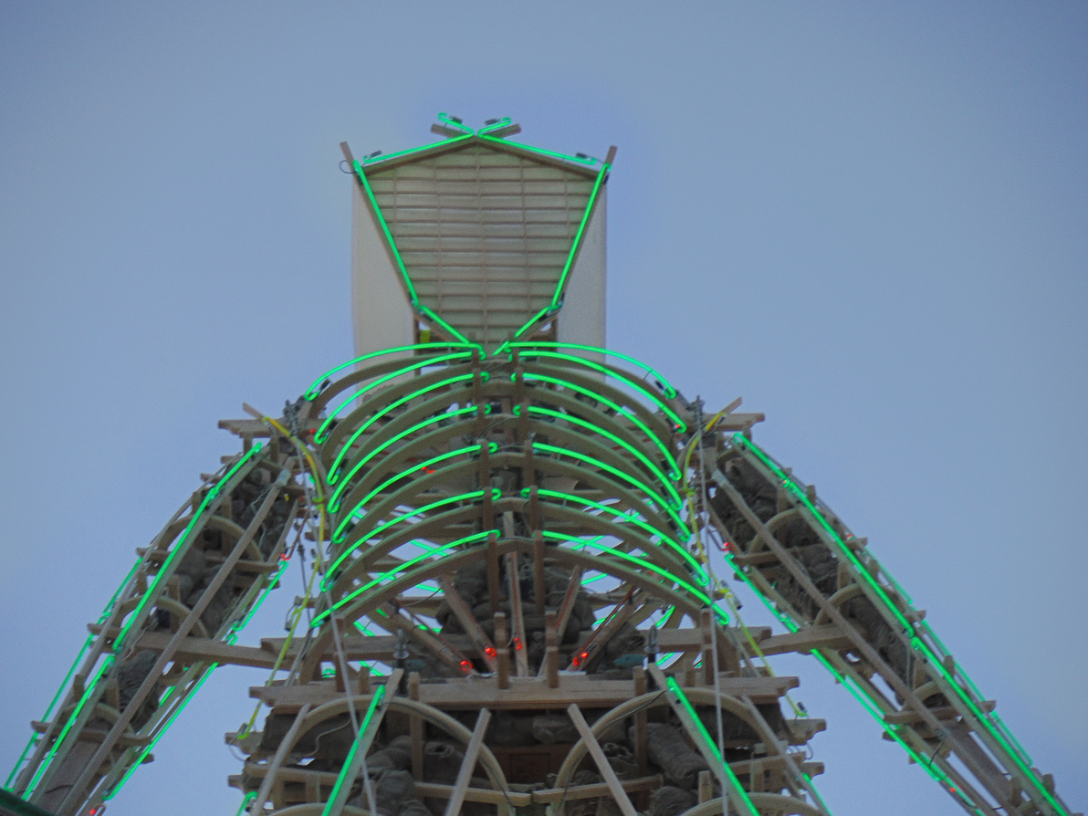 Black Rock City, Burning Man 2013, Cargo Cult, The Man, neon
