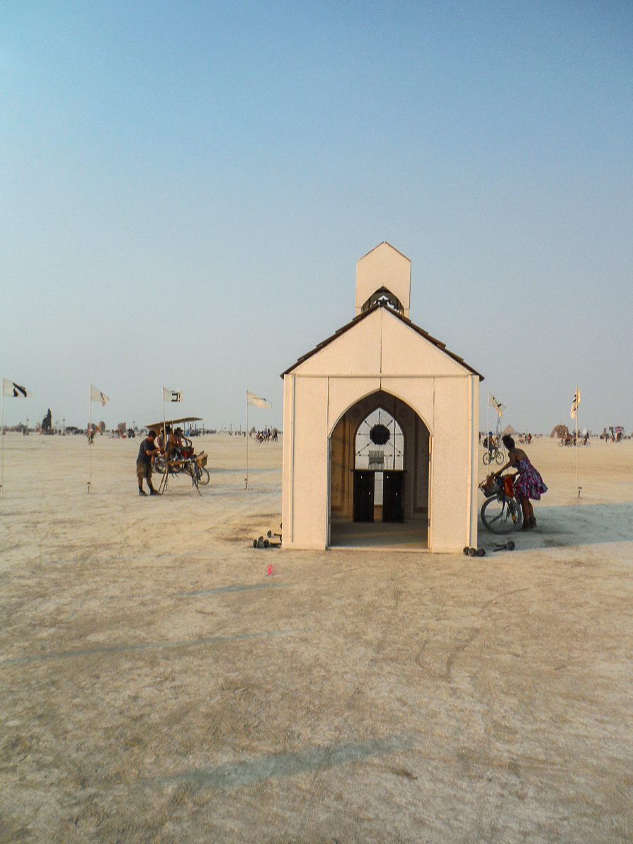 Black Rock City, Burning Man 2013, Cargo Cult, bell tower, white church