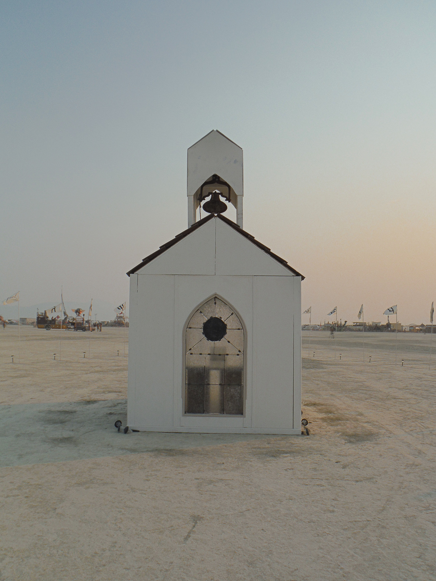 Black Rock City, Burning Man 2013, Cargo Cult, bell tower, white church